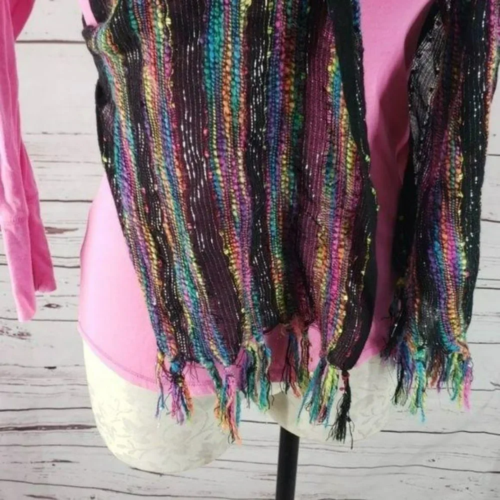 Justice Girl's Rainbow Fringe black M/L Vest‎
